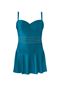 Immagine di PLUS SIZE SWIM SUIT TEAL  WITH SKIRT AND GOLD TRIM